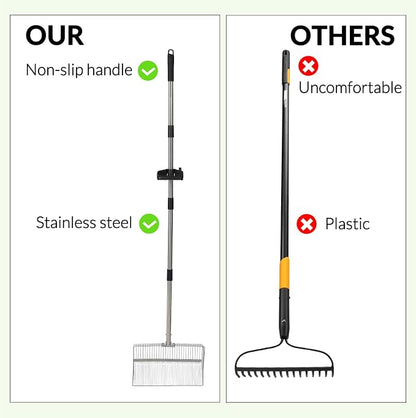 Garvee Chicken Poop Scooper Adjustable 24" to 72" Long Handle Chicken Coop Rake - Image 3