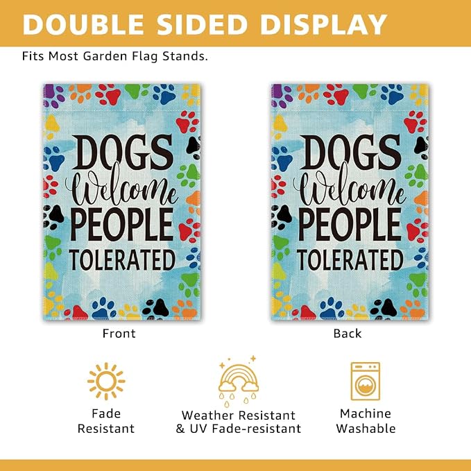 Dogs Welcome People Tolerated Garden Flag, Pet Lover Yard And Porch Flag - Image 3