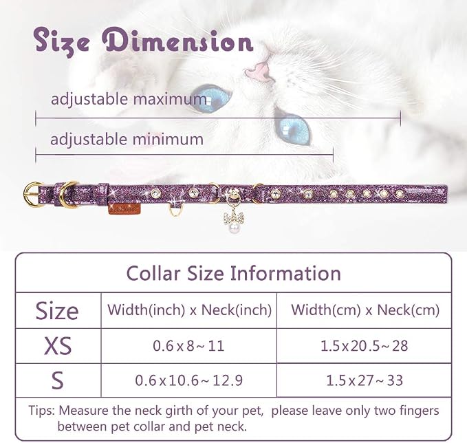 PetsHome Cat Collar, Dog Collar, PU Leather Adjustable Pet Collar - Image 7