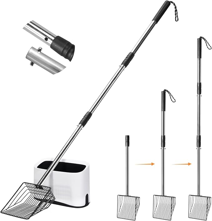 Metal Cat Litter Scoop with Holder, Solid & Durable, Deep Shovel by PETOCAT