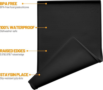 Hubulk Dog Feeding Mat, 100% Waterproof Food Grade Silicone Pet Food and Water - Image 2