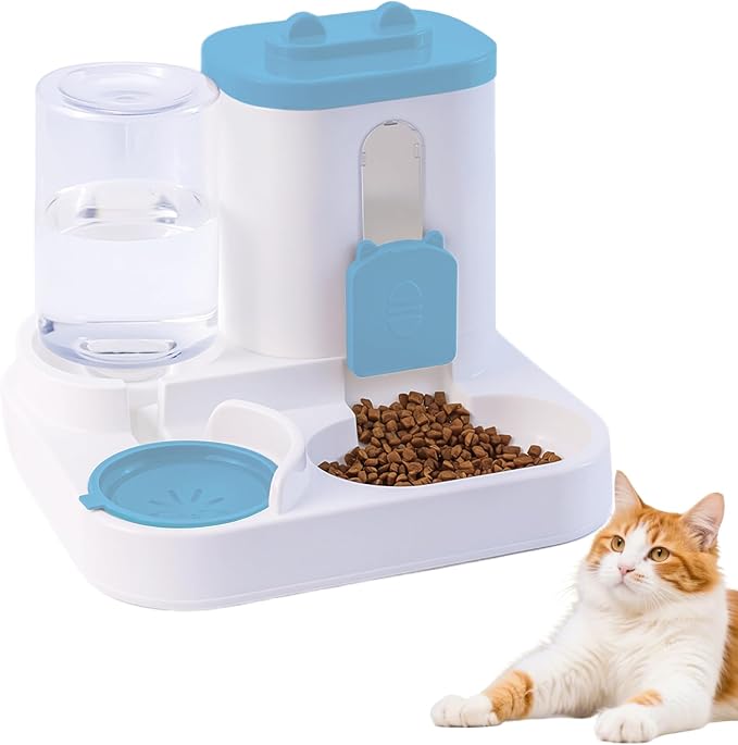 Gravity Cat Feeder and Water Dispenser, 2 in 1 Automatic Cat Feeder, 2 Pack by JIAXICATHAOPINESSHOUS