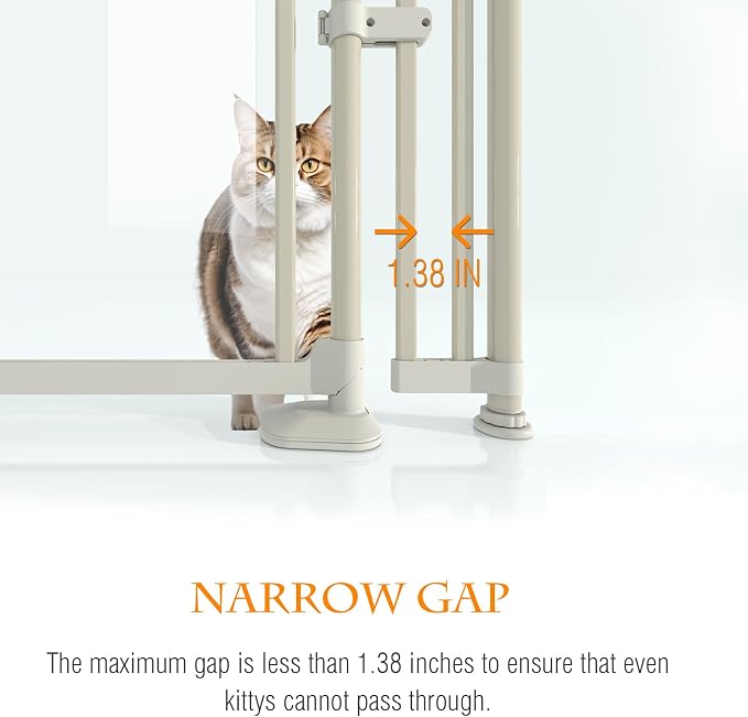 74-98" Extra Tall Cat Gate, Fits 33.85-42" Wide Opening, No Drilling Pressure - Image 3