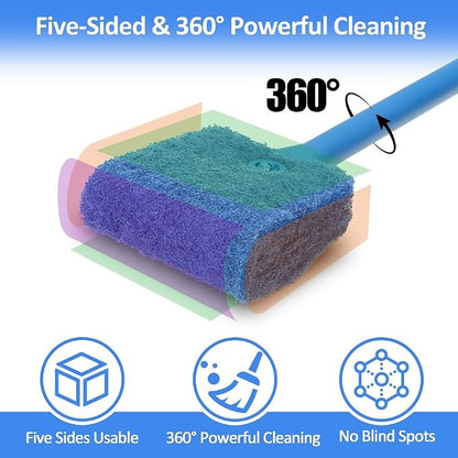 Fish Tank Cleaner with Five Sided Sponge Brush and Long Handle Aquarium - Image 3