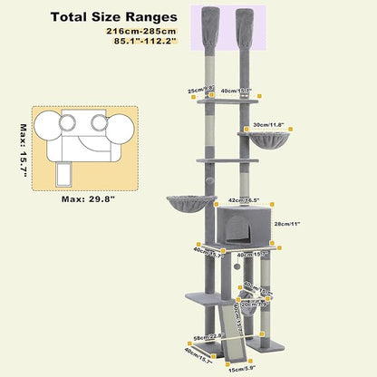 PAWZ Road Tall Cat Tree, Floor to Ceiling Cat Tower - Image 7