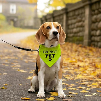 Do Not Pet Dog Bandana, Fluorescent Yellow Dog Bandana, Funny Cute Pet Triangle - Image 5