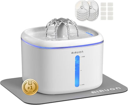 Cat Water Fountain, 84oz/2.5L Pet Cat Fountain – Ultra Quiet Upgraded Automatic by AIAUON