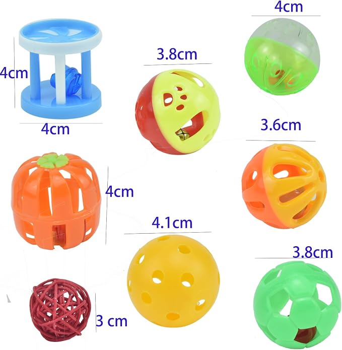 8pcs Bird Cat Ball Toys with Bell Colorful Parakeets Foot Talon Training Set - Image 4