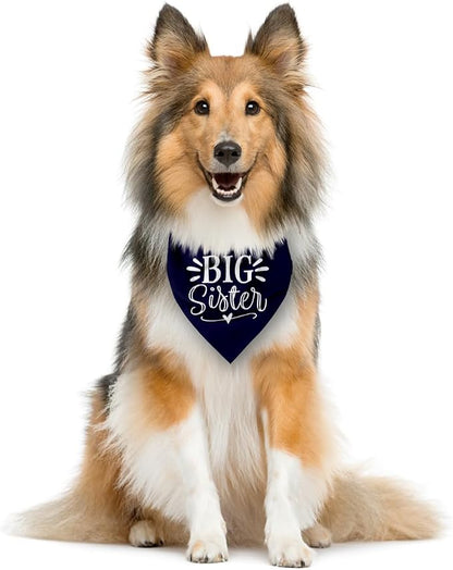Big Sister Dog Bandanas, Dark Blue Dog Bandana, Pet Triangle Scarf Accessories - Image 3