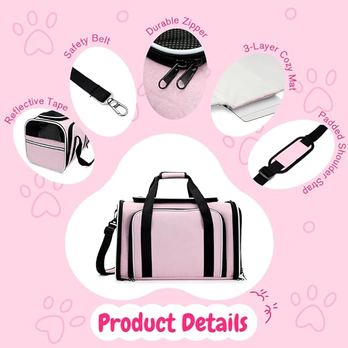 Double Expandable Cat Carrier, Airline Approved Soft-Sided Pet Travel Carrier - Image 5