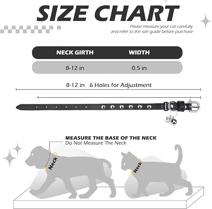 EXPAWLORER Leather Cat Collar for Girl Boy- Adjustable Pet Collar - Image 2