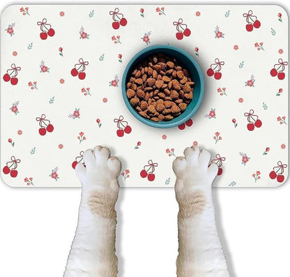 Dog Food Mat for Pet Cat Food Mat, Cherry Absorbent Quick Dry Dog Bowl Mats for - Image 7