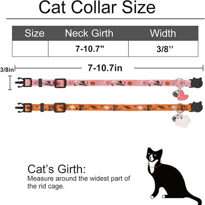 Halloween Cat Collar, Cotton 2 Pack Cat Collar - Image 3