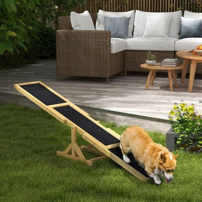 71" Dog Agility Seesaw Outdoor for Training and Exercise, Wooden Platform Dog by Unknown