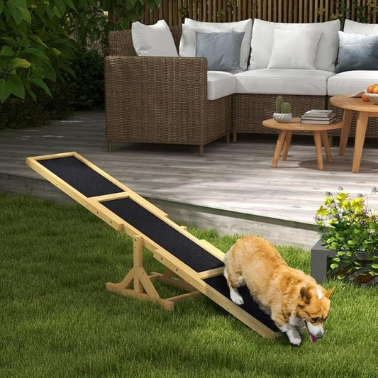 71" Dog Agility Seesaw Outdoor for Training and Exercise, Wooden Platform Dog by Unknown