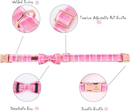 Lionheart glory Pink Plaid Dog Collar, Adjustable Dog Collar - Image 3