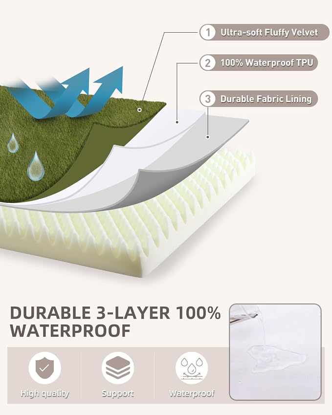 KSIIA Orthopedic Dog Bed Crate Waterproof Pet Mats - Image 5