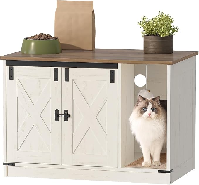 Cat Litter Box Enclosure, Hidden Litter Box Cabinet Furniture by Hzuaneri