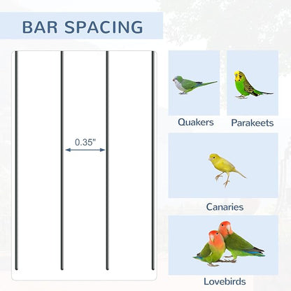 Pawhut 45-inch Metal Indoor Bird Cage, Parrot Cage, Bird Aviary - Image 3