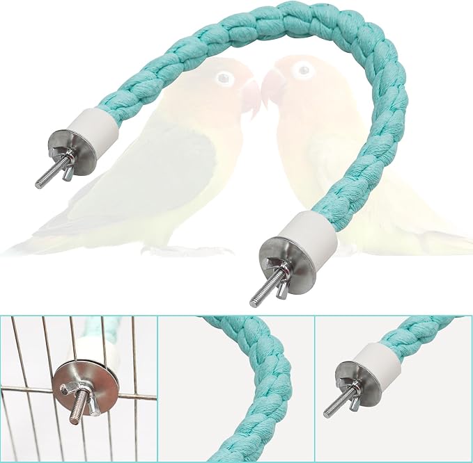 Dnoifne Bird Rope Perch, Cotton Bendable Parrot Perch Stand Toy, Bird Standing - Image 4