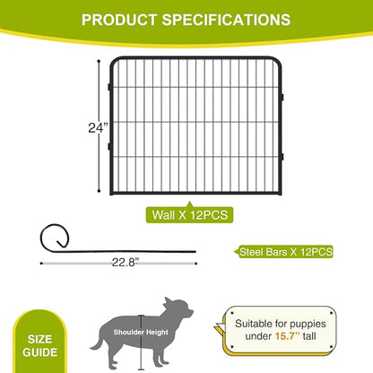 BestPet Dog Playpen 24 Inch 12 Panels Heavy Duty Metal Pet Exercise Pen Without - Image 3