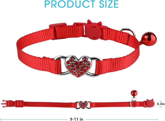 2 Pcs Cat Collars Heart Bling Breakaway - Image 3
