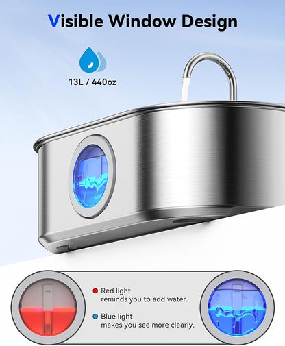 3.4Gal Dog Water Fountain for Large Dogs, 13L Stainless Steel Large Pet Fountain - Image 6
