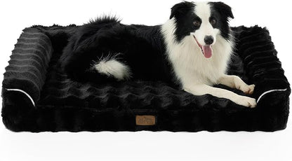 Faux Rabbit Fur Orthopedic Dog Bed, Large Dog Bed, Supportive Foam Pet Sofa by COZYKISS