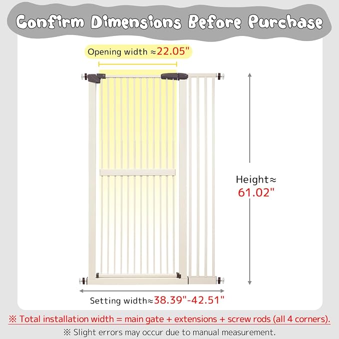 Lumizone Extra Tall Cat Gate 61.02" High Pressure Mounted Extra Wide - Image 2