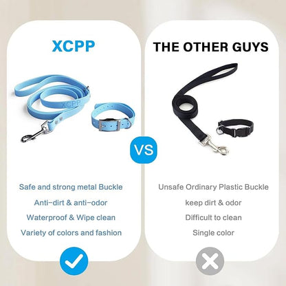4.2FT Dog Collar and Leash Set, PVC Waterproof Adjustable Odor Proof Pet - Image 3