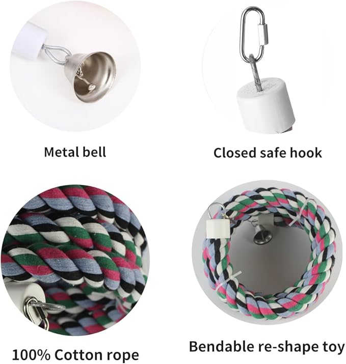 65 inch Length Colorful Cotton Bendable Rope Perch Swing Bird Chew Toys Amazon - Image 4