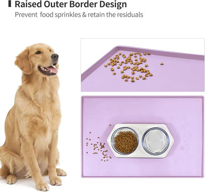 Dog Food Mat, Silicone Waterproof Food Tray, Non Slip Pet Bowl Mats Placemat - Image 3