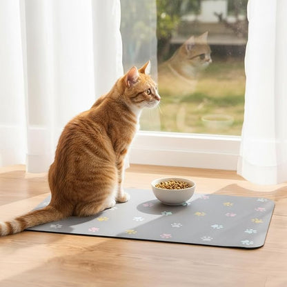 Cat Food Mat Absorbent Dog Mat for Food and Water Non Slip Quick Dry Dog Bowl - Image 5