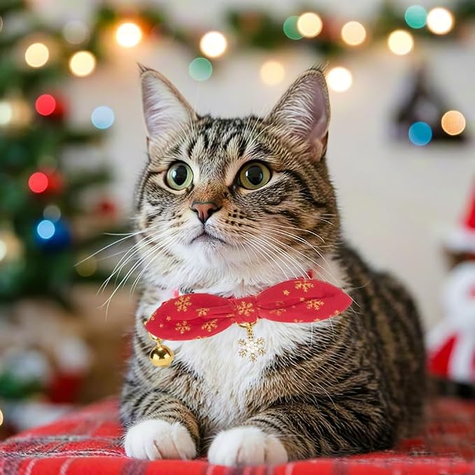 Bunny Ear Christmas Bowtie Cat Collar - Image 4