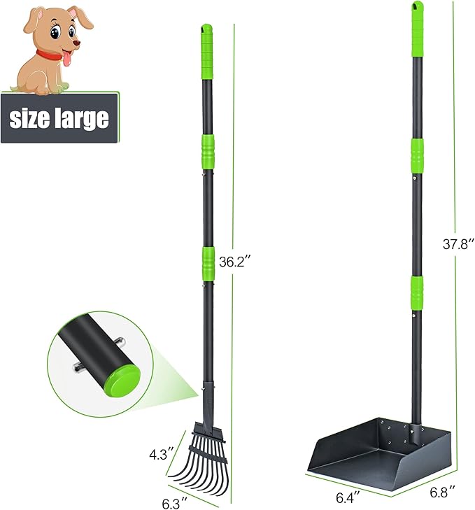 Niubya Pooper Scooper for Dogs, Metal Poop Scooper Tray and Rake Set - Image 4