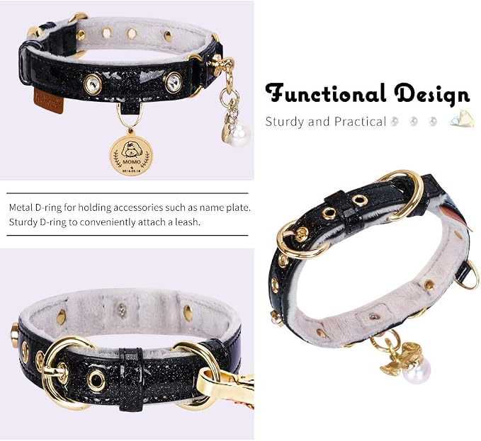 PetsHome Cat Collar, Dog Collar, PU Leather Adjustable Pet Collar - Image 3
