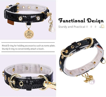 PetsHome Cat Collar, Dog Collar, PU Leather Adjustable Pet Collar - Image 3