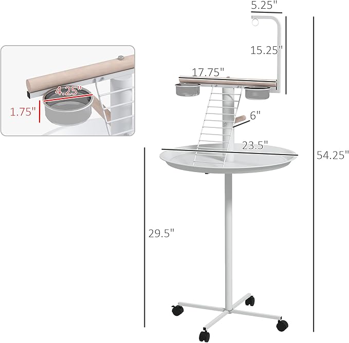 PawHut Bird Stand, Parrot Stand - Image 7