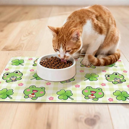 Dog Food Mat for Pet Cat Food Mat, Cute Frog Absorbent Quick Dry Dog Bowl Mats - Image 7