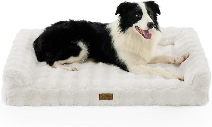 Faux Rabbit Fur Orthopedic Dog Bed, Large Dog Bed, Supportive Foam Pet Sofa by COZYKISS