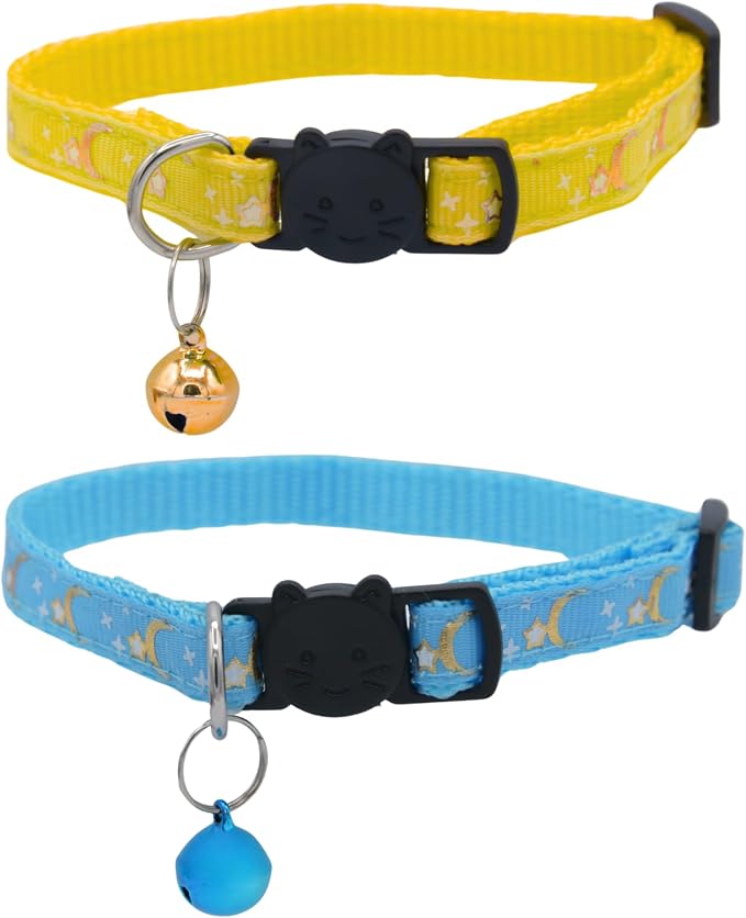 Set of 2: KioKatt Celestial Nylon Cat Collars by Kiokatt