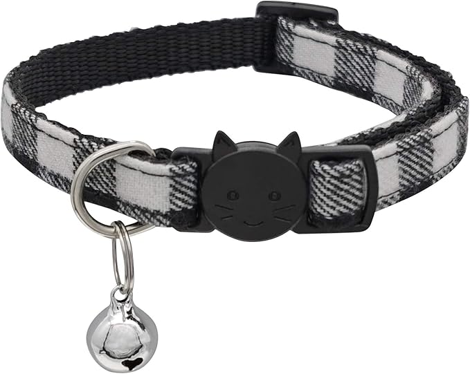 MJIYA Cat Collar with Bell, Breakaway Grid Collar with Plastic Buckle, Light by MJIYA