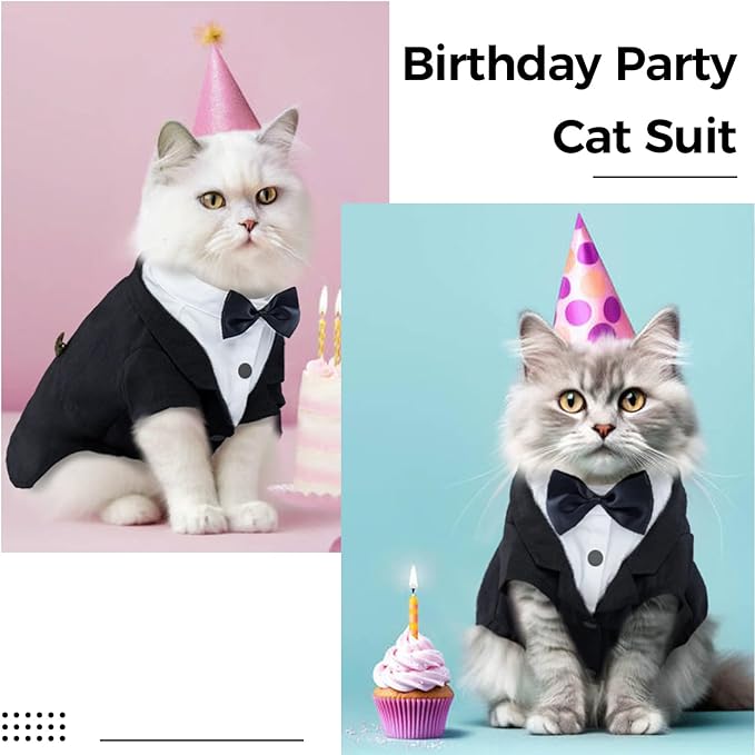 DENTRUN Cat Tuxedo Outfit, Sphynx Cat Costume Formal Suit - Image 2