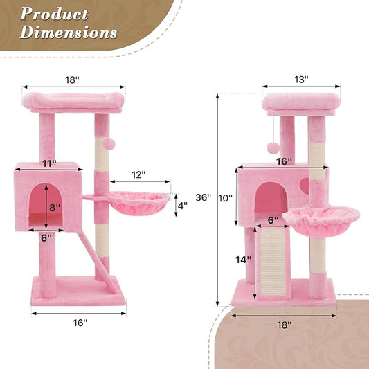 Athena Collection Cat Tree, 36 Inch Tall Cat Tree Tower - Image 2