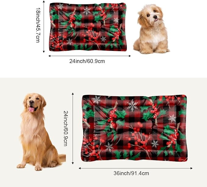 Red Black Plaid Kennel Pad Water Resistant Dog Bed Beds - Image 6