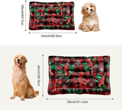 Festive Berry Snowflake Dog Crate Pad Dog Crate Bed Waterproof Pet Bed - Image 6