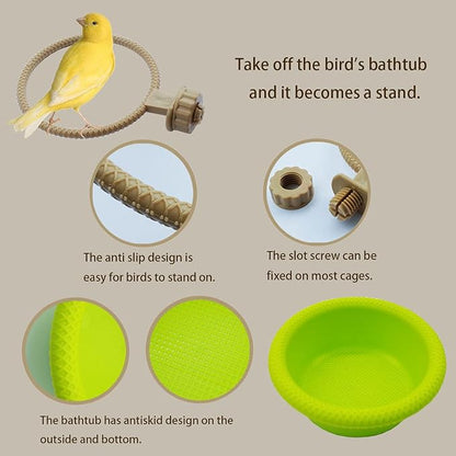 FOIBURELY Multi-Function Caged Bird Bath Bird Cage Parrot Supplies Bathing Tub - Image 2