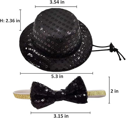Christmas Pet Party Jazz Hat and Blingbling Bow Tie Breakaway Collar Set - Image 2