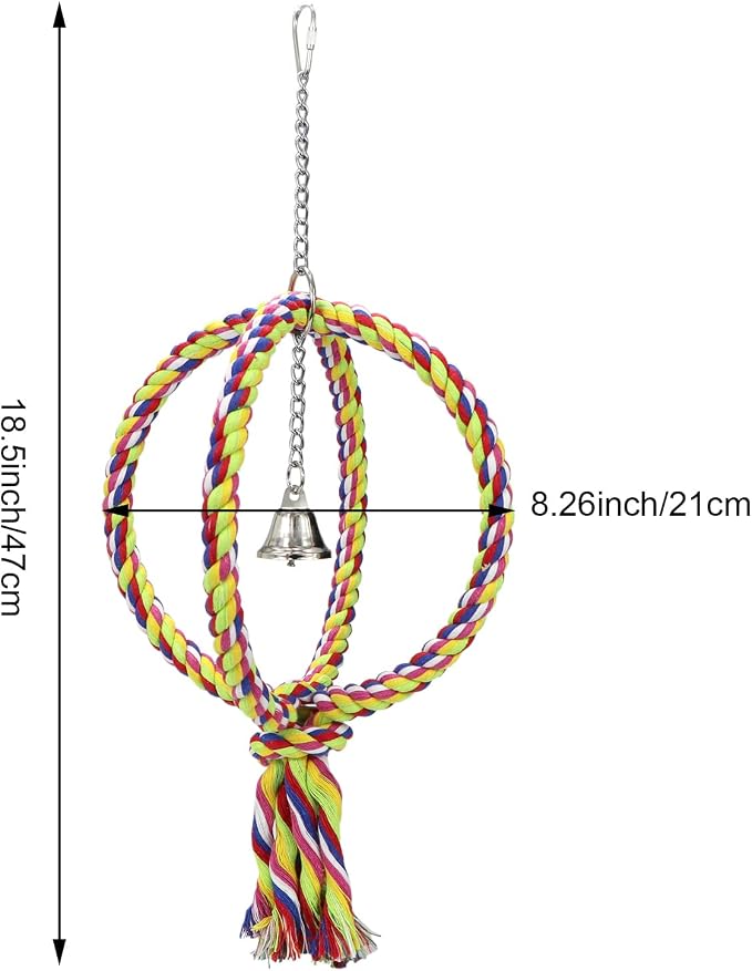 Litewoo Bird Swing Perch Stand Cotton Rope 2 Two Rings Toy - Image 2