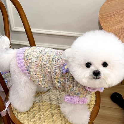 Purple Small Dog Sweater, Knitted Cat Sweater, Holiday Puppy Clothes - Image 3